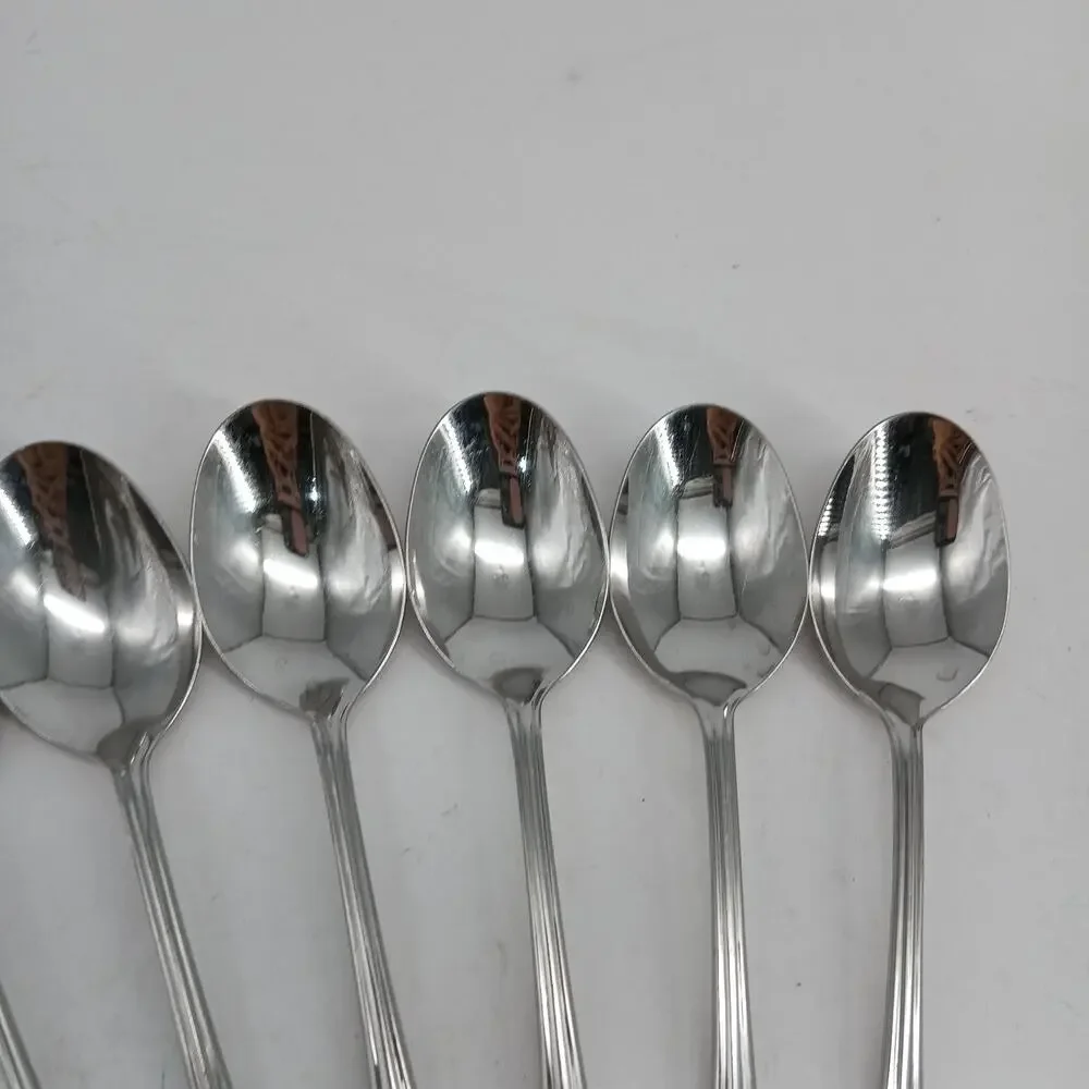 8X Tbsp Oneida Bancroft Table Spoons Glossy Stainless Steel Flatware